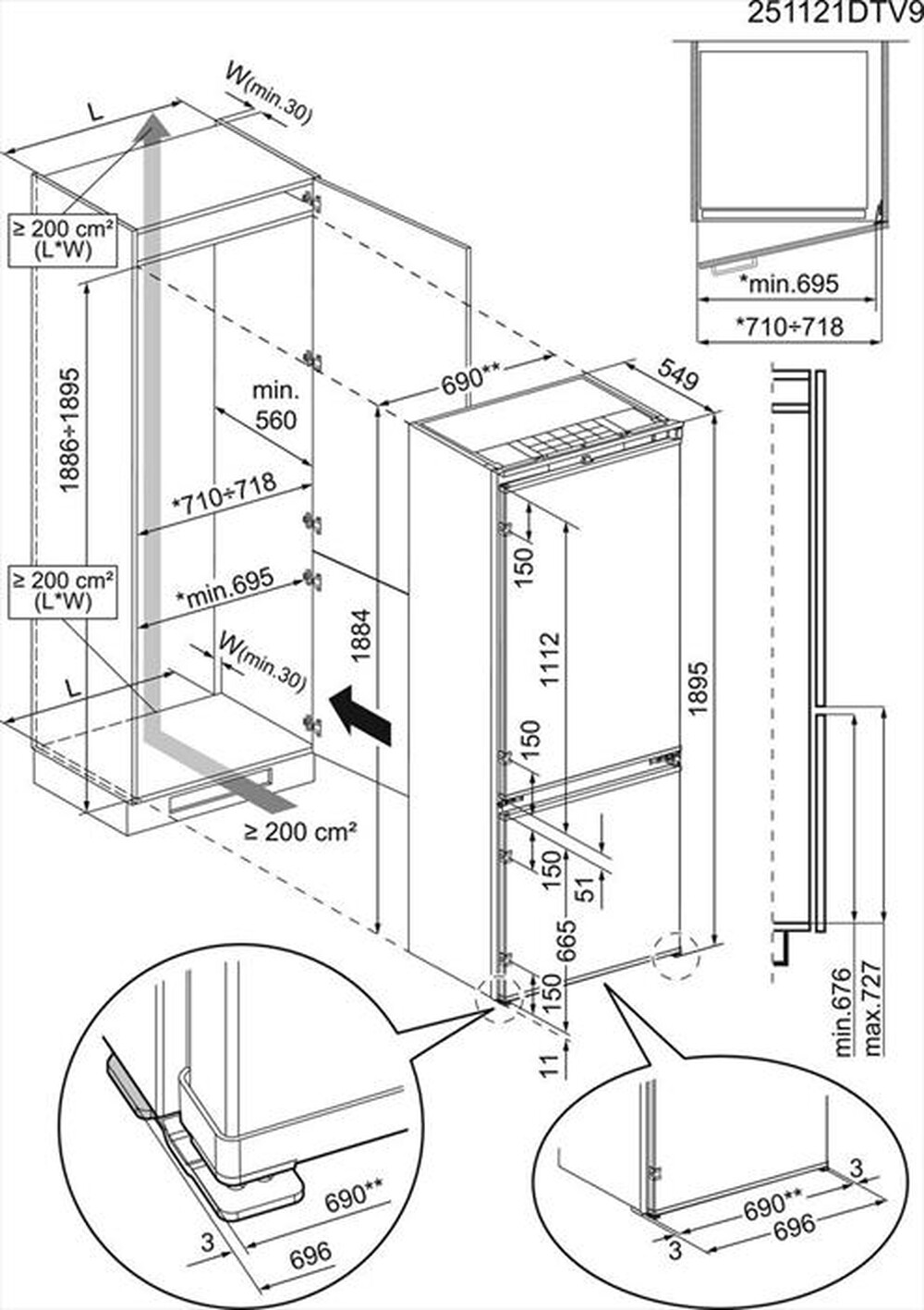 Immagine del prodotto ELECTROLUX - Frigorifero combinato incasso ENA7TE75S Classe E-Bianco
