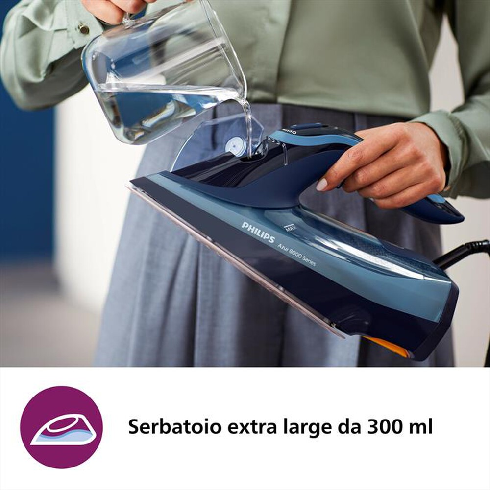 "PHILIPS - Ferro da stiro vapore AZUR SERIES 8000 DST8020/20-Blue"