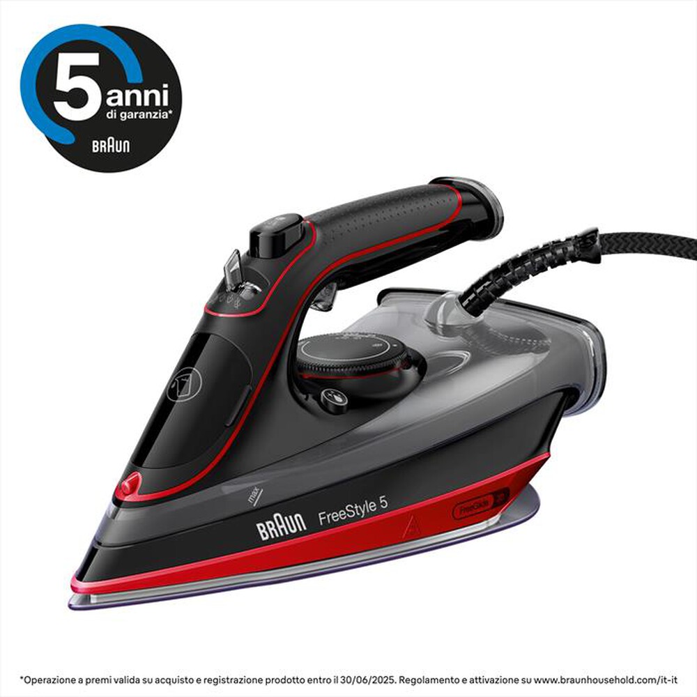 "BRAUN - Ferro da stiro a vapore SI5057RD-Rosso nero"