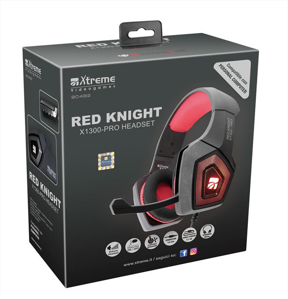 "XTREME - RED KNIGHT 1300-PRO HEADSET-NERO/ROSSO"