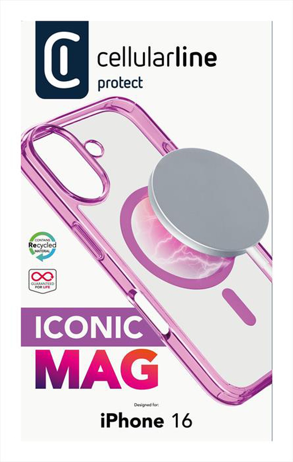 Immagine del prodotto CELLULARLINE - Cover ICONIC MAG per iPhone 16-Rosa