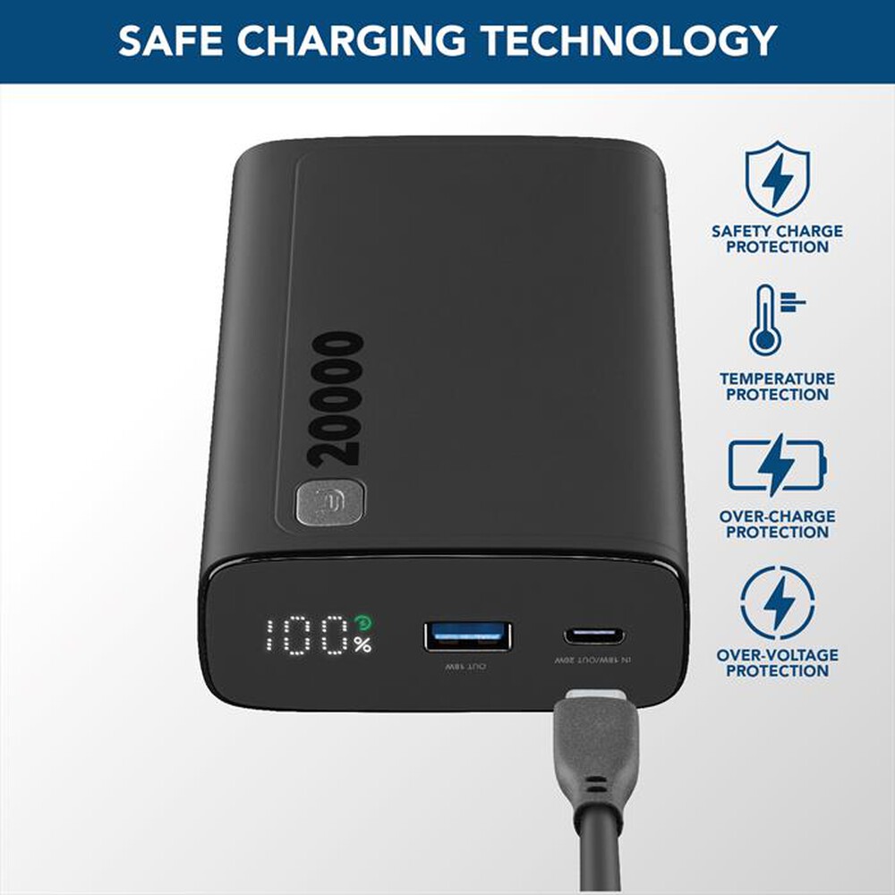 Immagine del prodotto CELLULARLINE - Caricabatterie Portatile PBDISPL01PD20000K-Nero