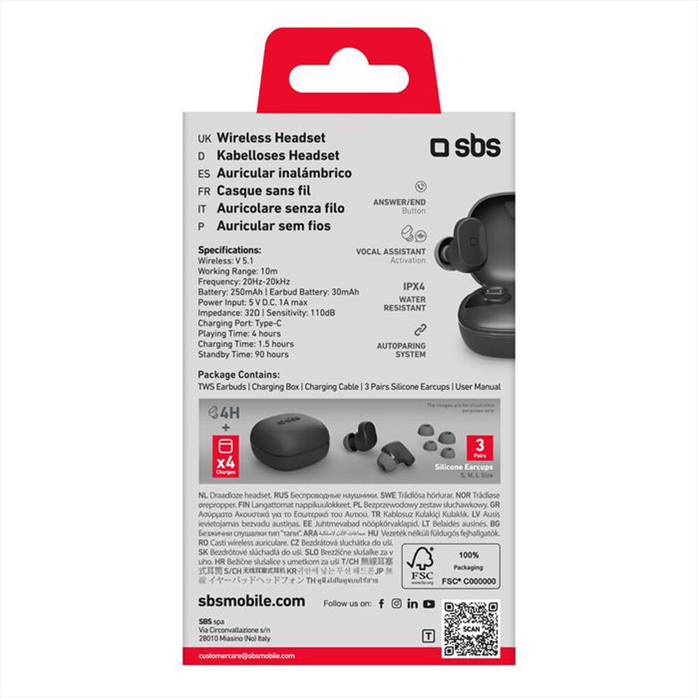 Immagine del prodotto SBS - Auricolari TWS TEEARTWSBUDDYBTK-Nero