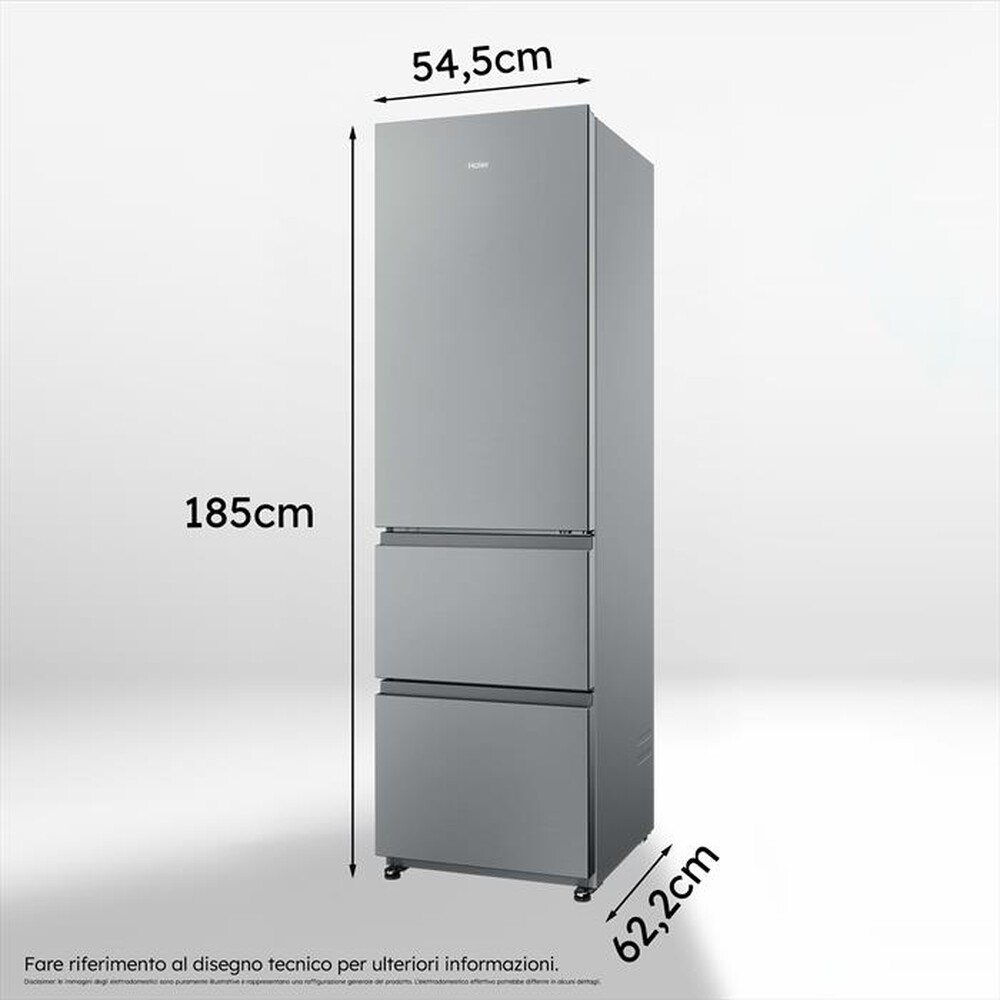 Immagine del prodotto HAIER - Frigorifero combinato HTR3518ENMX Classe E 303 lt-Acciaio inox