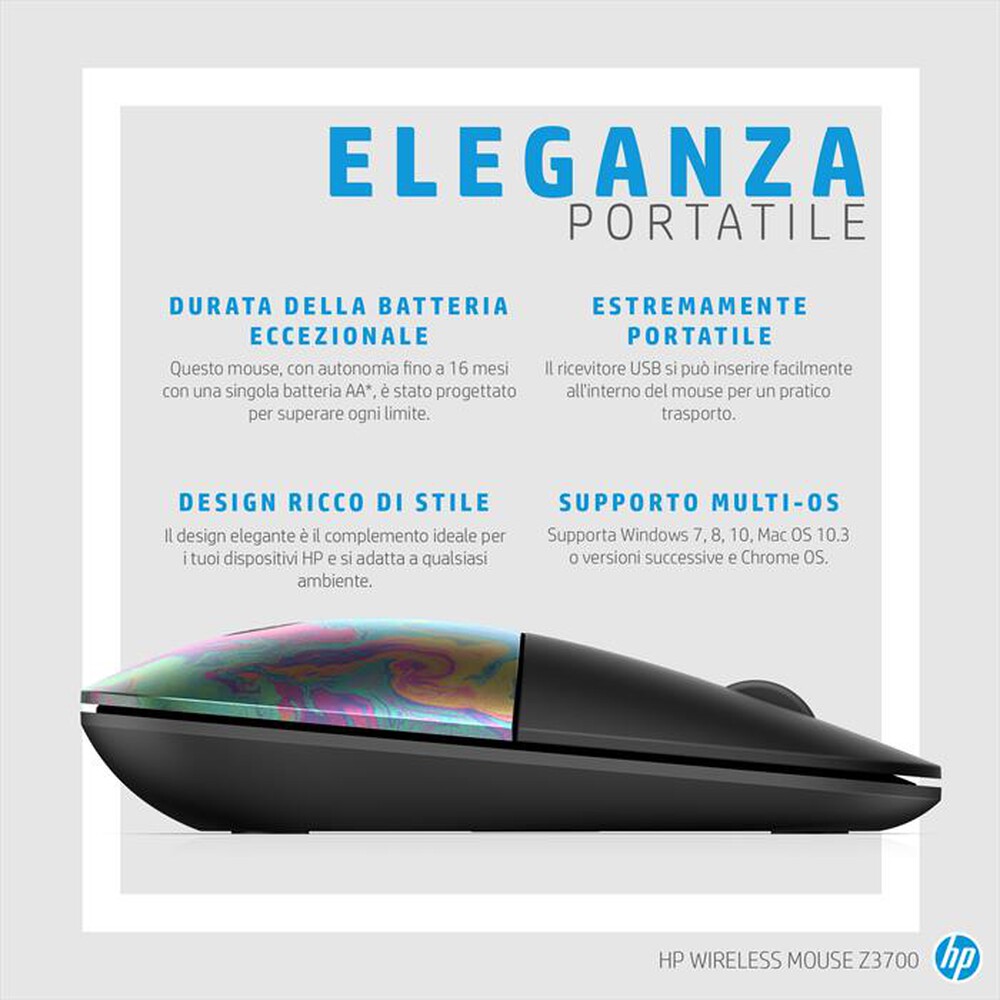 "HP - HP Z3700 WIFI MOUSE BLUE-Nero; Blue"
