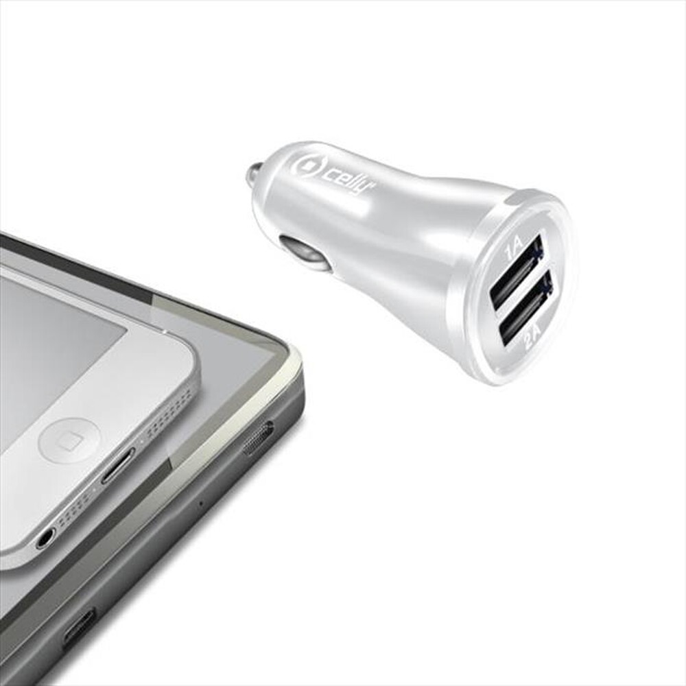 "CELLY - CAR CHARGER 2.1A WITH DOU-Bianco/Plastica"