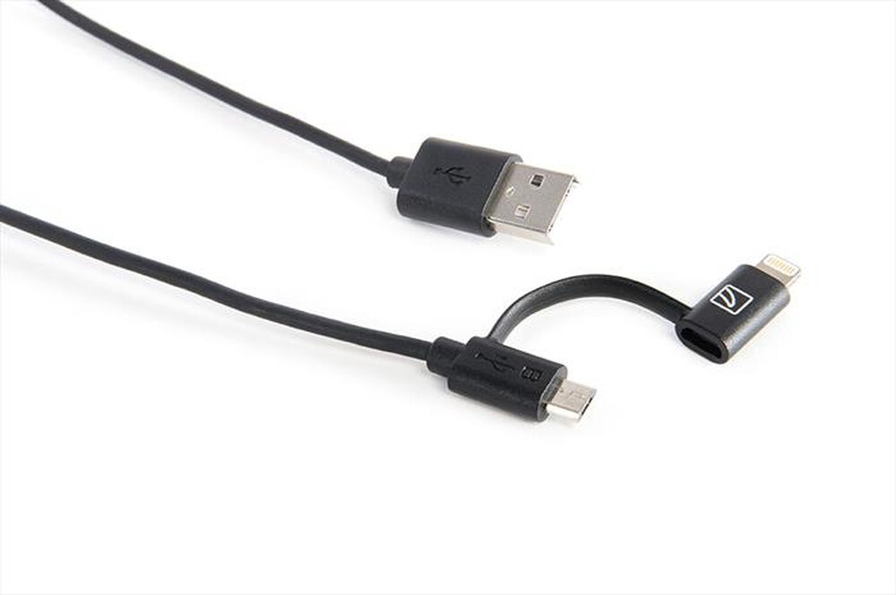 "TUCANO - 2in1-Cavo sincro e ric. MicroUSB e adatt.Lightning-Nero"