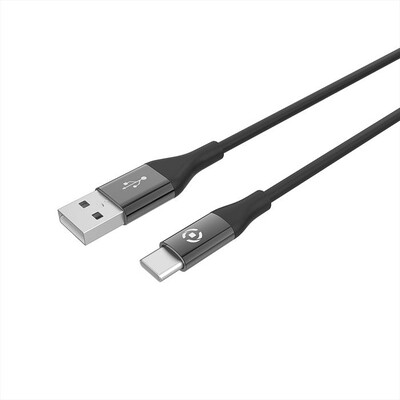 CELLY - USBTYPECCOLORBK CAVO USB-C COLORE NERO-Nero/Silicone