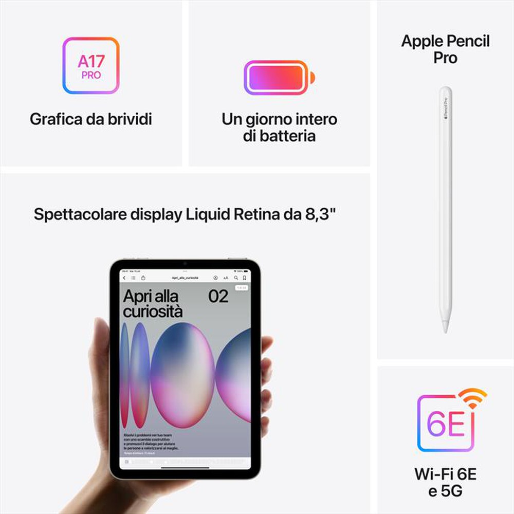 "APPLE - iPad Mini Wi-Fi + Cellular 256GB-Galassia"