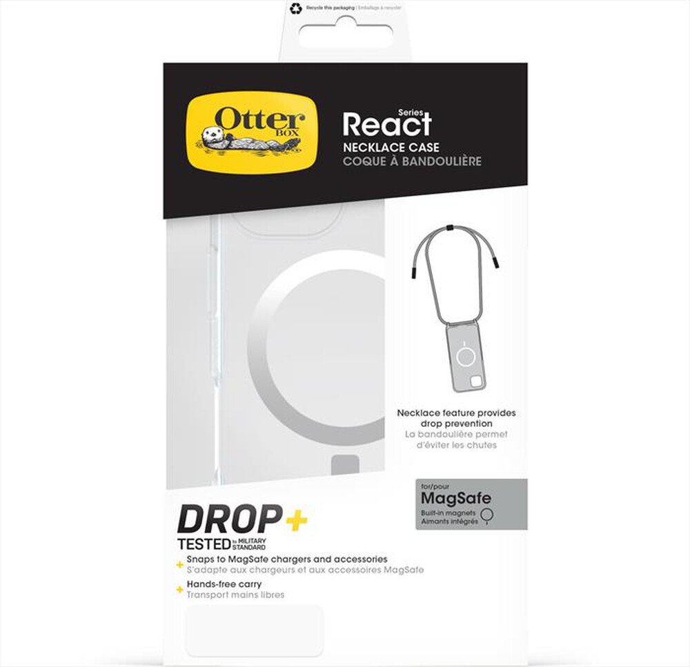 "OTTERBOX - REACT NECKLACE MAGSAFE HICHEW CUSTODIA IPHONE 16-Trasparente"