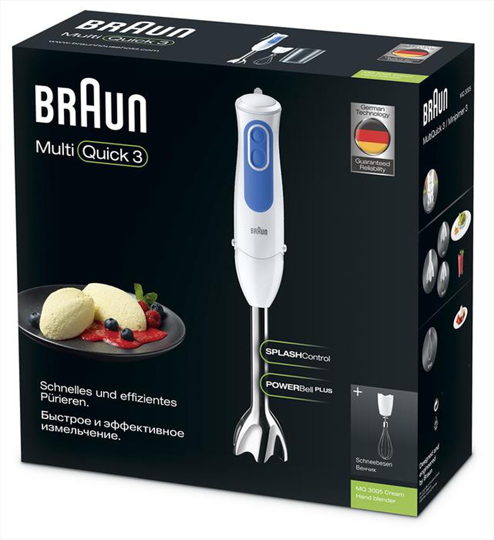 "BRAUN - Frullatore a immersione Minipimer MQ3005WH CREAM-Bianco/Blu"