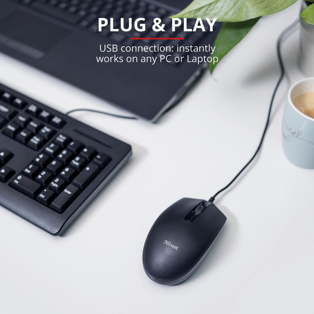 "TRUST - BASI WIRED MOUSE-Black"