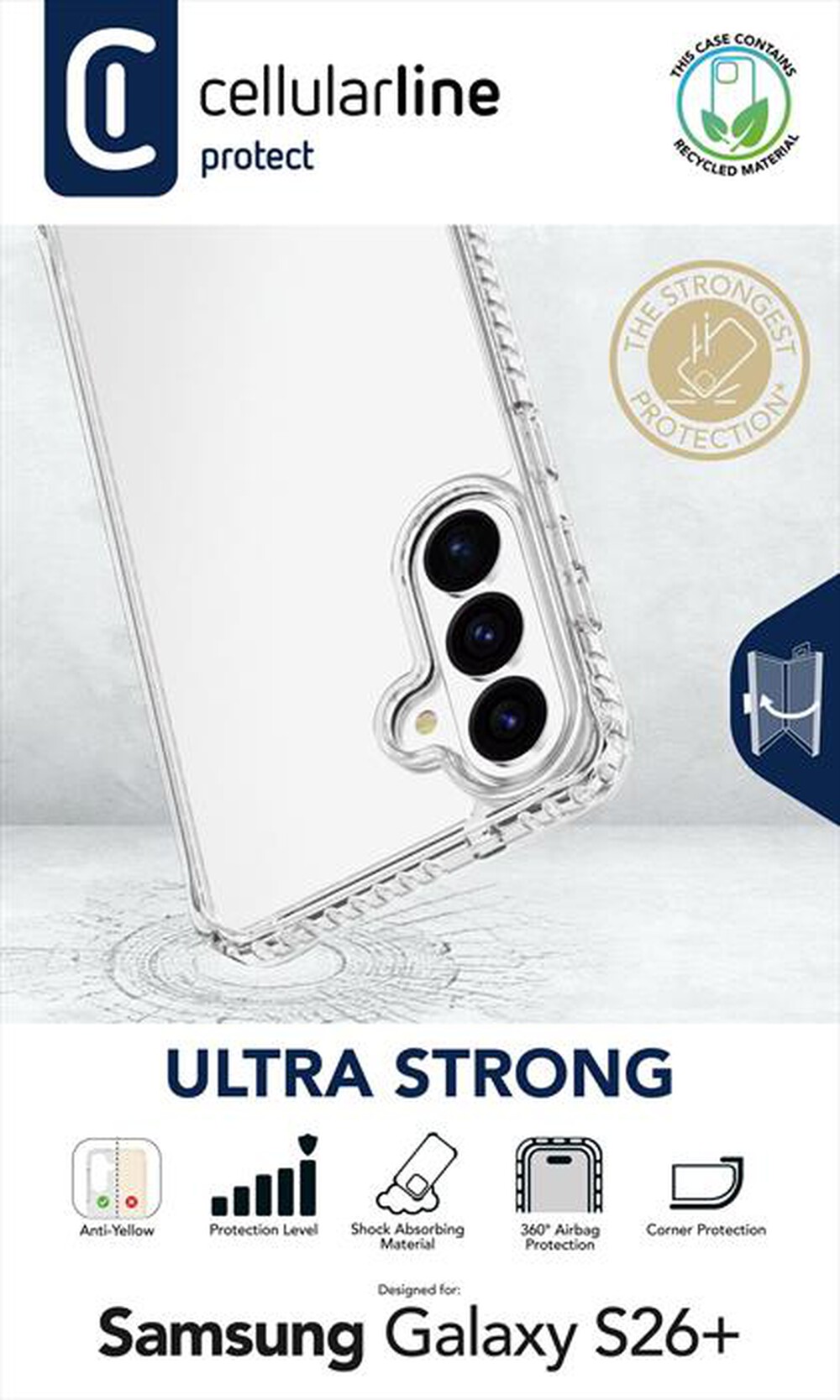 Immagine del prodotto CELLULARLINE - Custodia Ultra Strong per Galaxy S26+-Trasparente