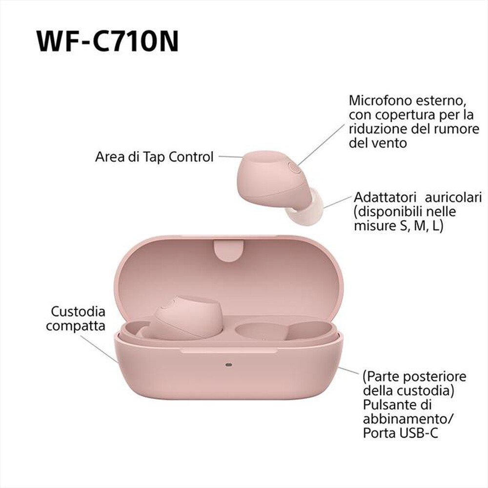 "SONY - Cuffie True Wireless WFC710NP.CE7-Rosa"