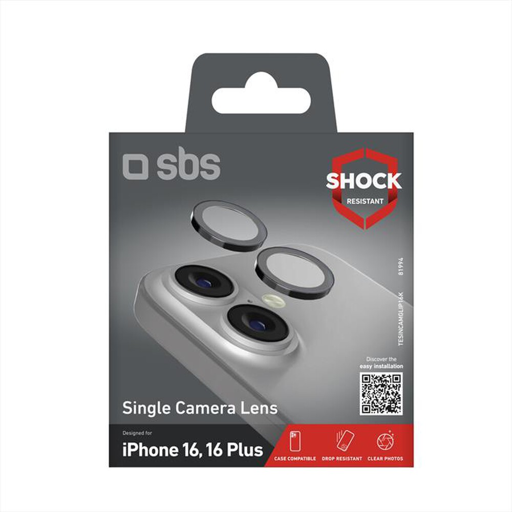 Immagine del prodotto SBS - Camera glass TESINCAMGLIP16K iPhone 16/16 Plus-Nero