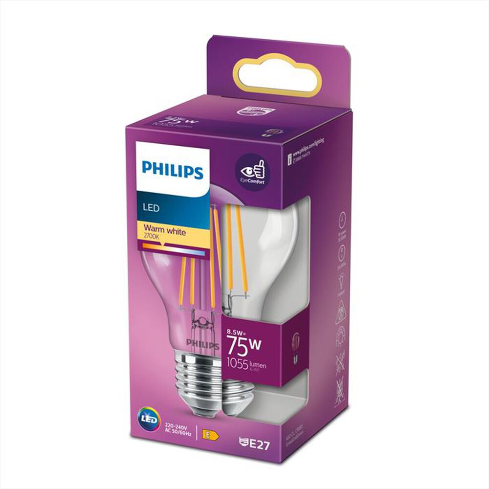 "PHILIPS - LED LAMPADINA 8,5 W 75 W E27 LUCE BIANCA CALDA"