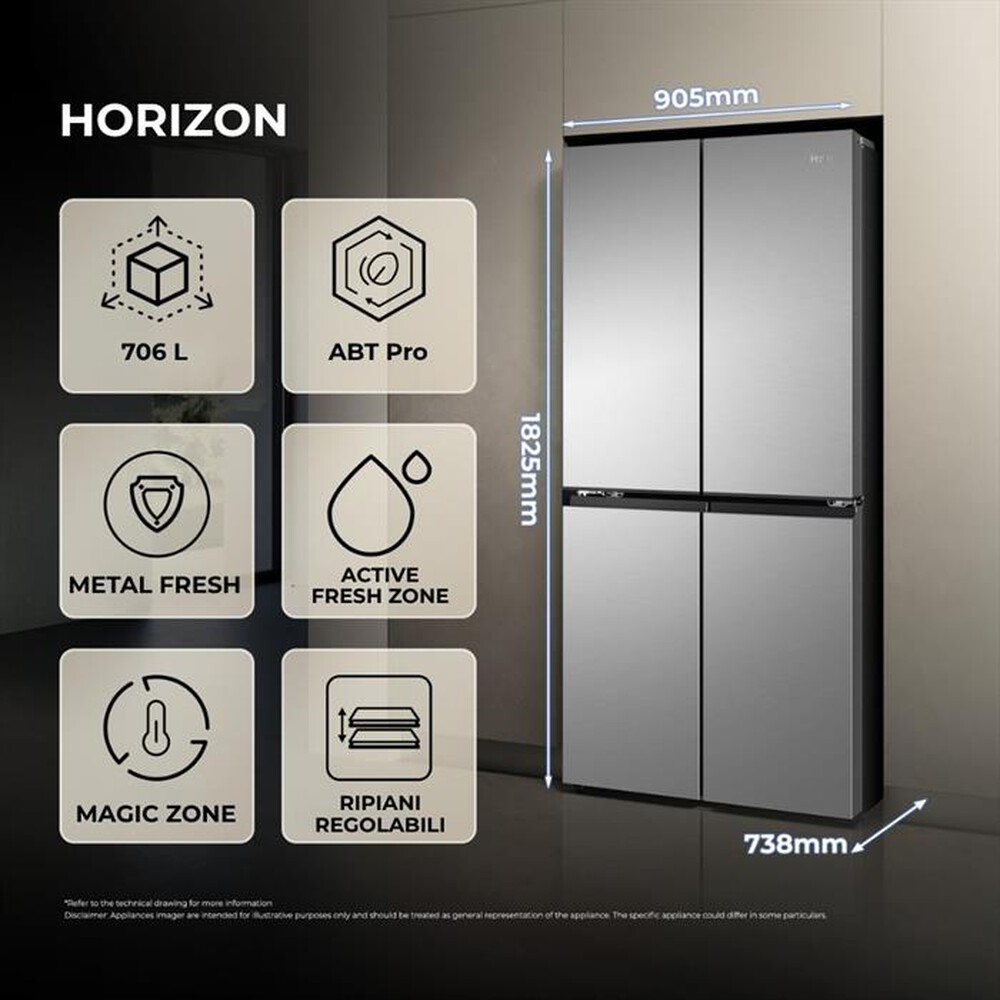 Immagine del prodotto HAIER - Frigorifero 4 porte HCR59F18DNMM Classe D 706lt-Acciaio inox
