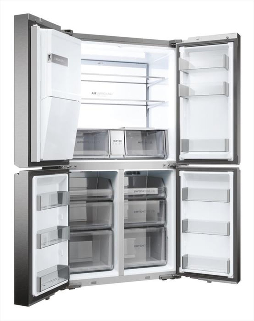 "HAIER - Frigorifero side by side HCR7918EIMP ClasseE 601lt-Platino, Acciaio inossidabile"