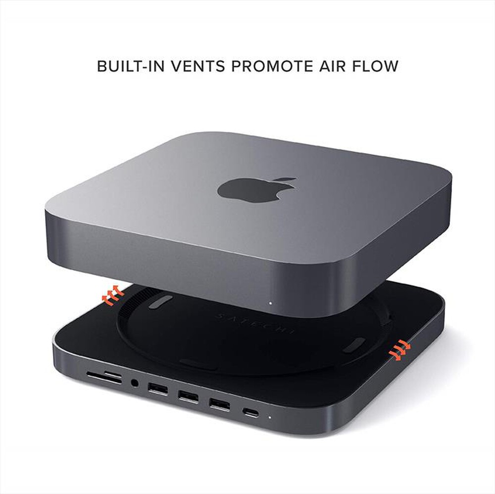 "SATECHI - SUPPORTO CON HUB IN ALLUMINIO PER MAC MINI-nero"