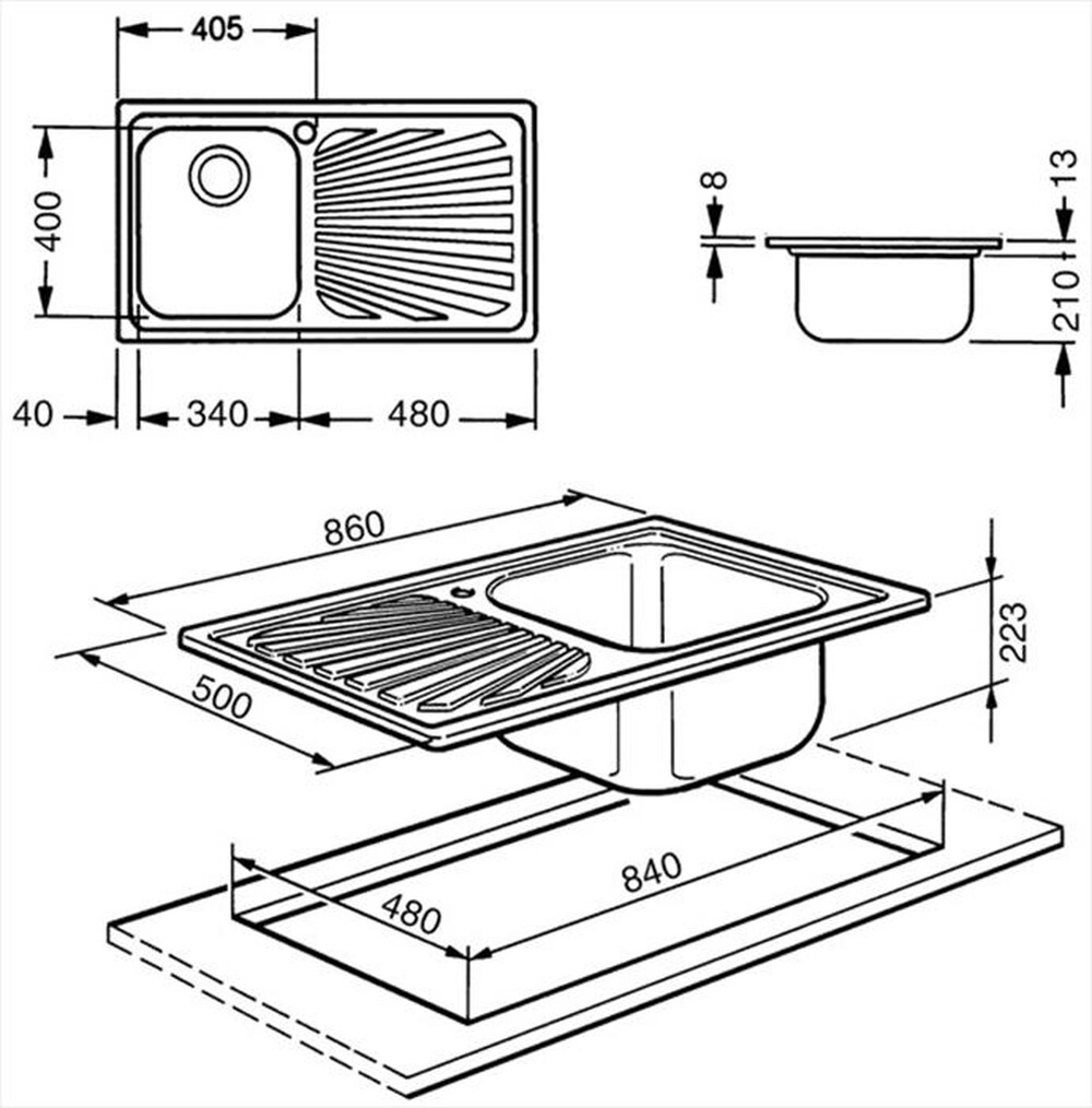 Immagine del prodotto SMEG - Lavello lineare SP861S 1 vasche-Acciaio Inox