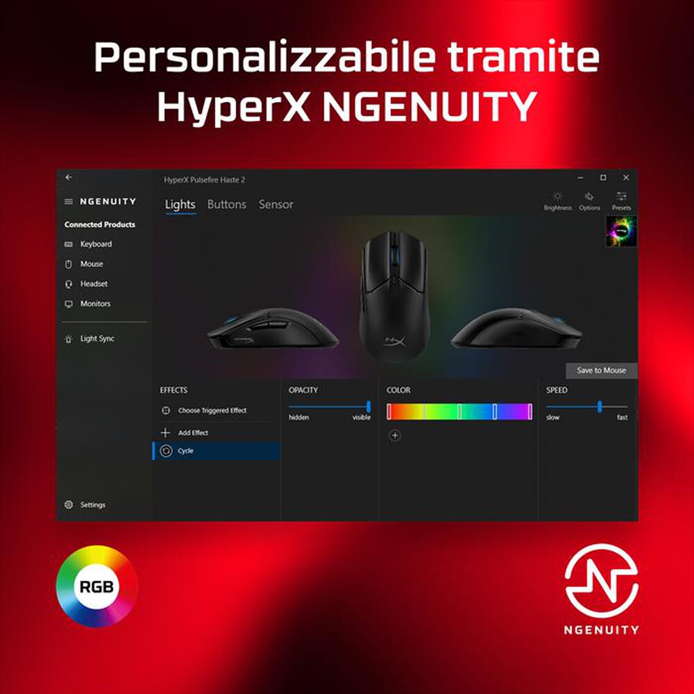 "HYPERX - Mouse PULSEFIRE HASTE 2 WIRED-Nero"