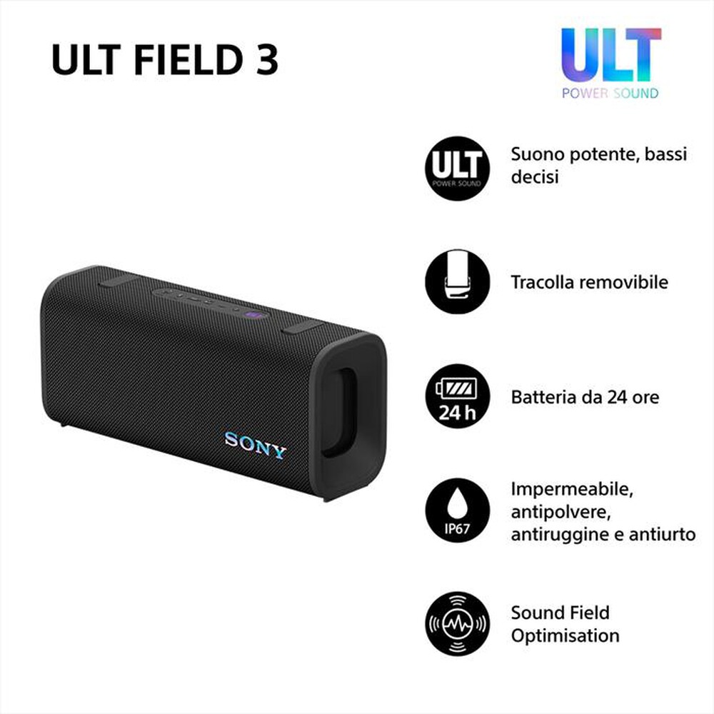 Immagine del prodotto SONY - Speaker portatile Wireless Bluetooth SRSULT30B.CE7-Nero