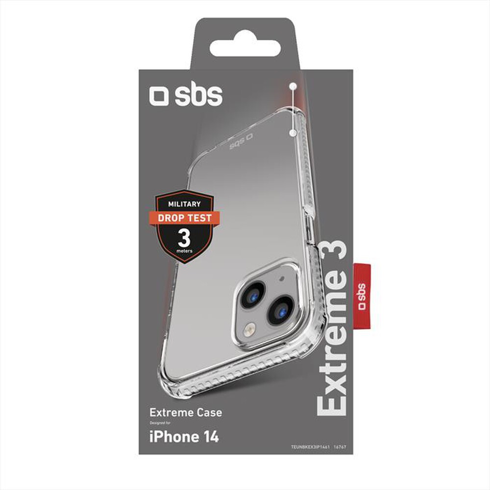 "SBS - Cover Extreme 3 TEUNBKEX3IP1461 per iPhone 14-Trasparente"