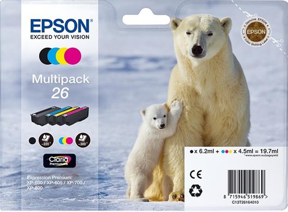 Immagine del prodotto EPSON - MultiPack 26-Nero, Ciano, Magenta, Giallo