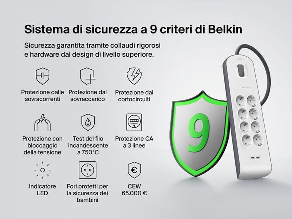 Immagine del prodotto BELKIN - Protezione dalle sovratensioni con 8 prese-Bianco