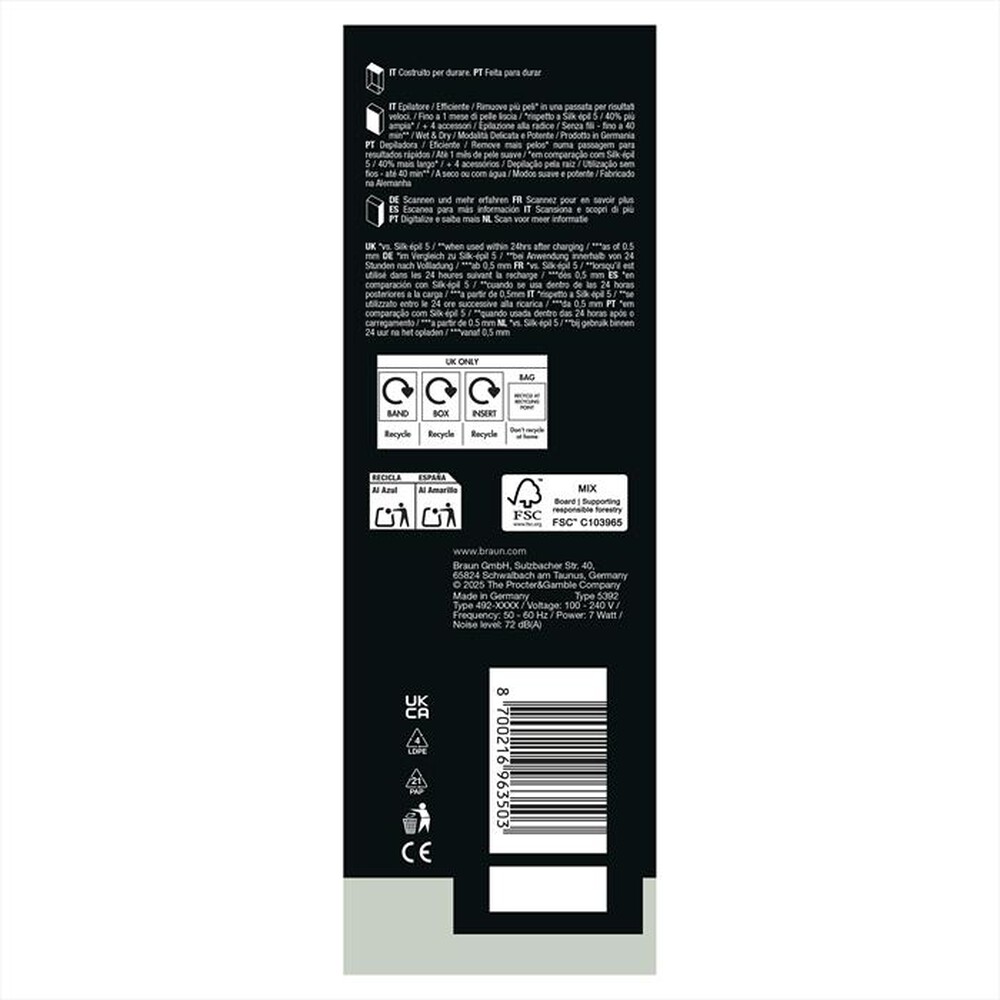 Immagine del prodotto BRAUN - Epilatore Silk &eacute;pil 7 LEGEPIL SE7-041 BOX MN-GRIGIO/ARGENTO