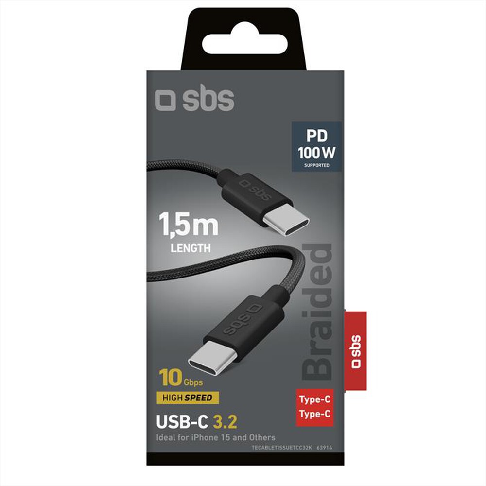 "SBS - Cavo USB-C a USB-C 3.2 TECABLETISSUETCC32K-Nero"