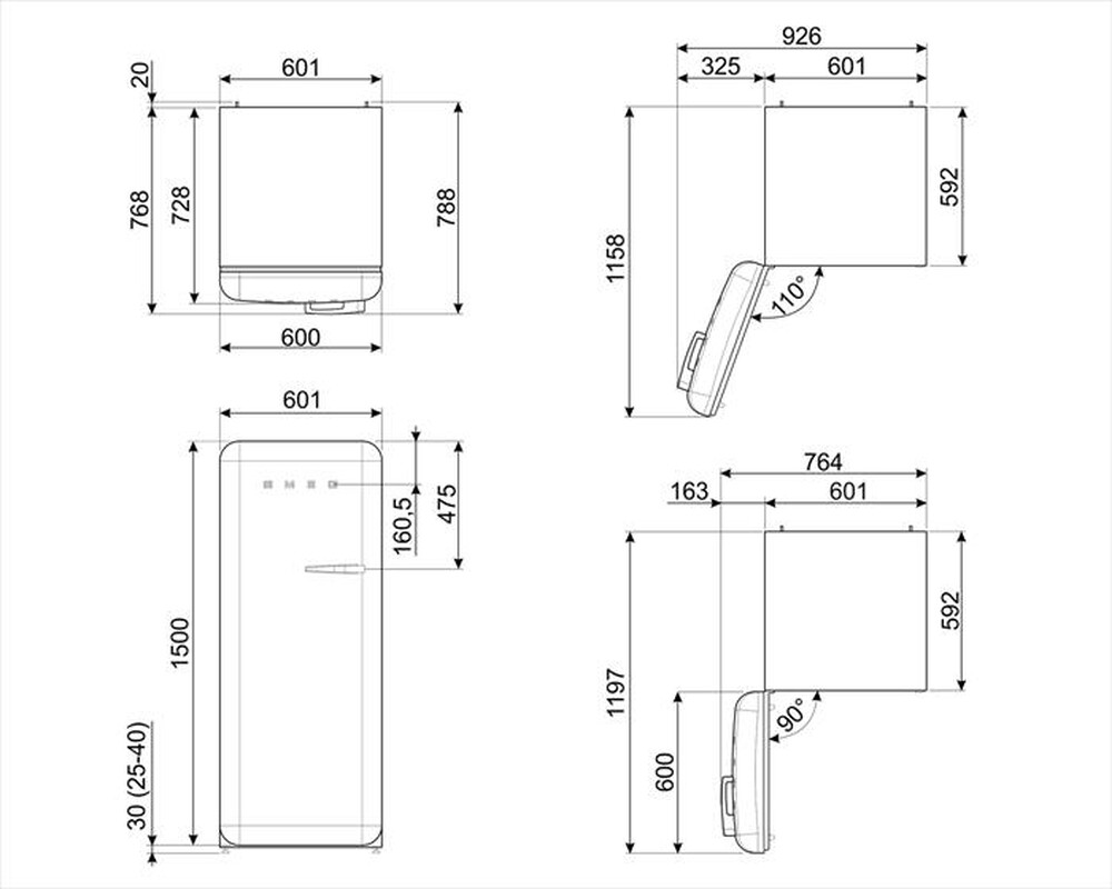 "SMEG - Frigorifero 1 porta FAB28LBL5 Classe D-nero"