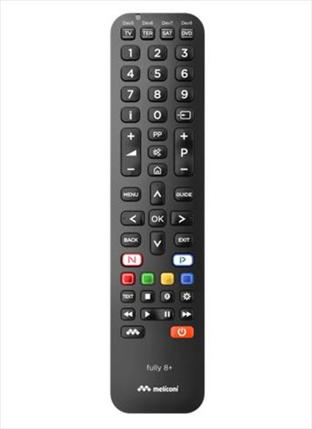 "MELICONI - Telecomando 8 in 1 - FULLY 8+-Calotta nera, tastiera grigia"