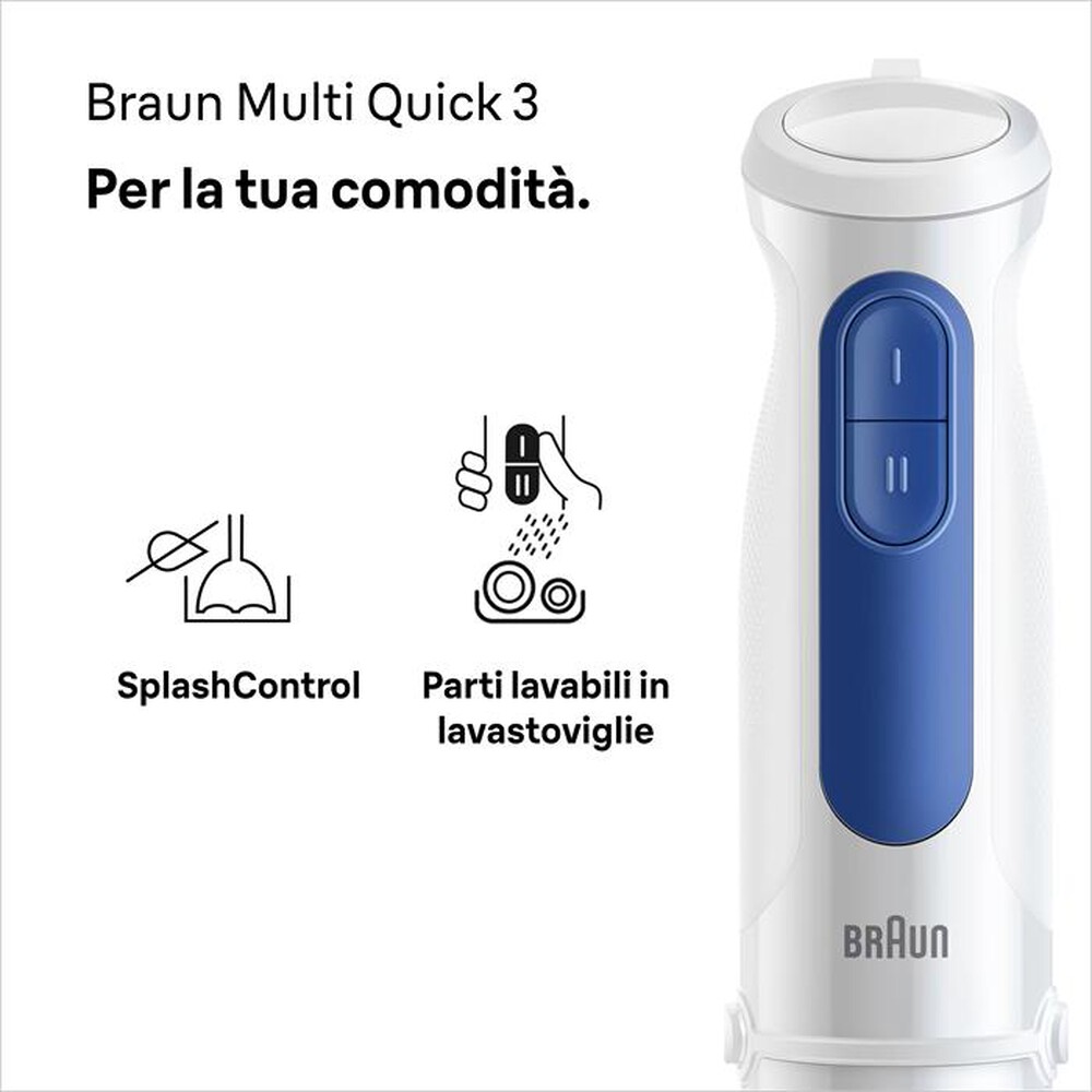 Immagine del prodotto BRAUN - Frullatore a immersione Minipimer MQ3005WH CREAM-Bianco/Blu