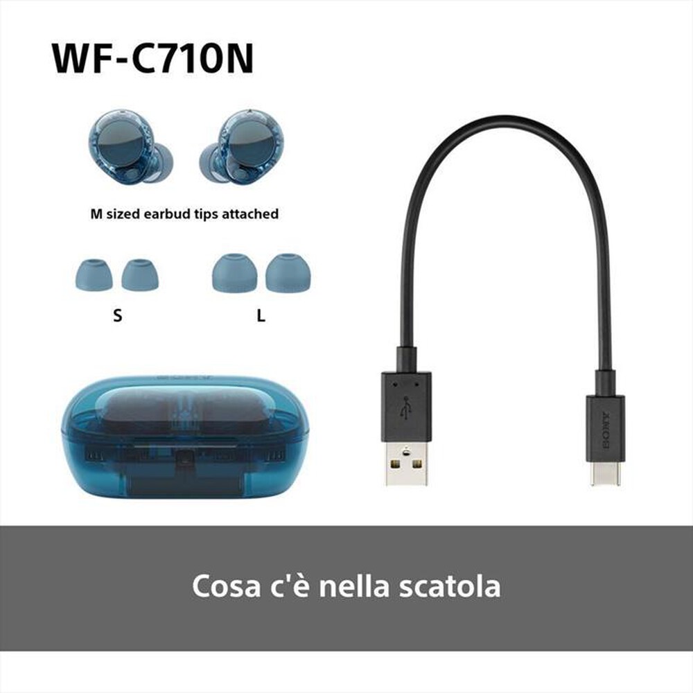 "SONY - Cuffie True Wireless WFC710NL.CE7-Glass Blue"