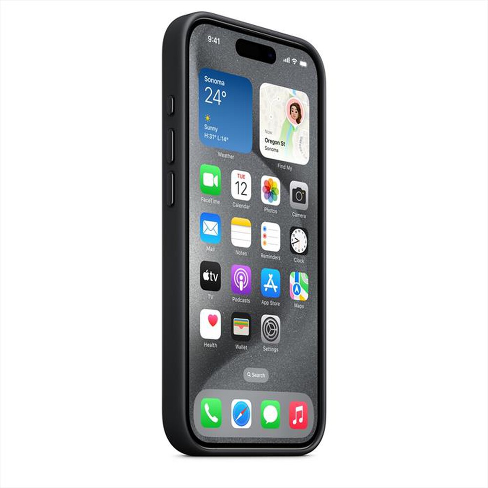 "APPLE - Custodia MagSafe tessuto iPhone 15 Pro-Nero"