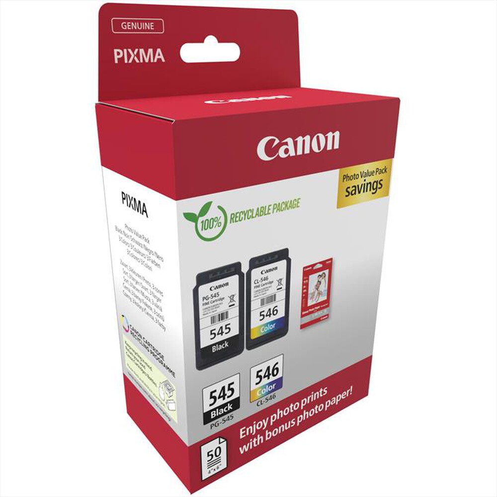 Immagine del prodotto CANON - PG-545 + CL-546 + CARTA FOTOGRAFICA LUCIDA-Multi