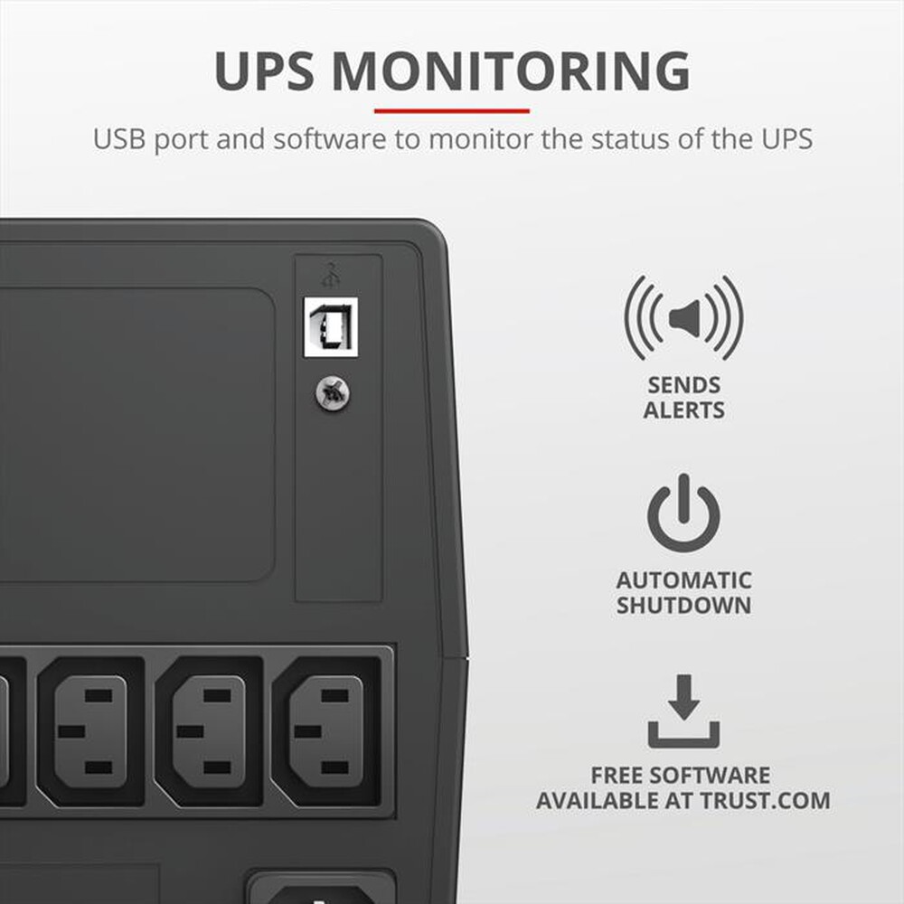 "TRUST - PAXXON 1000VA UPS 4 IEC OUTLETS-Black"