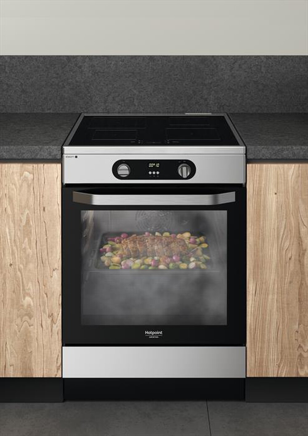 "HOTPOINT ARISTON - Cucina elettrica a induzione HS68IQ8CHX/E Classe A-Stainless steel"