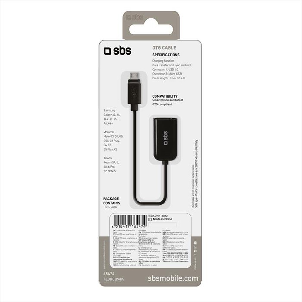 "SBS - Adattatore USB per smartphone e Tablet-Nero"