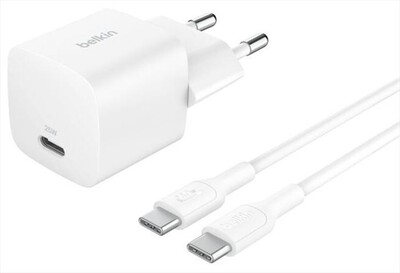 BELKIN - Caricabatteria USB-C 25 W + cavo USB-C/USB-C da 1m-Bianco