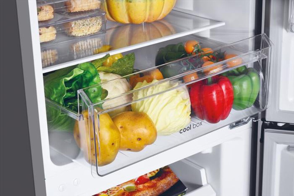 "CANDY - Frigorifero combinato CCH1T518FX Classe F 253 lt-Platino, Stainless steel"