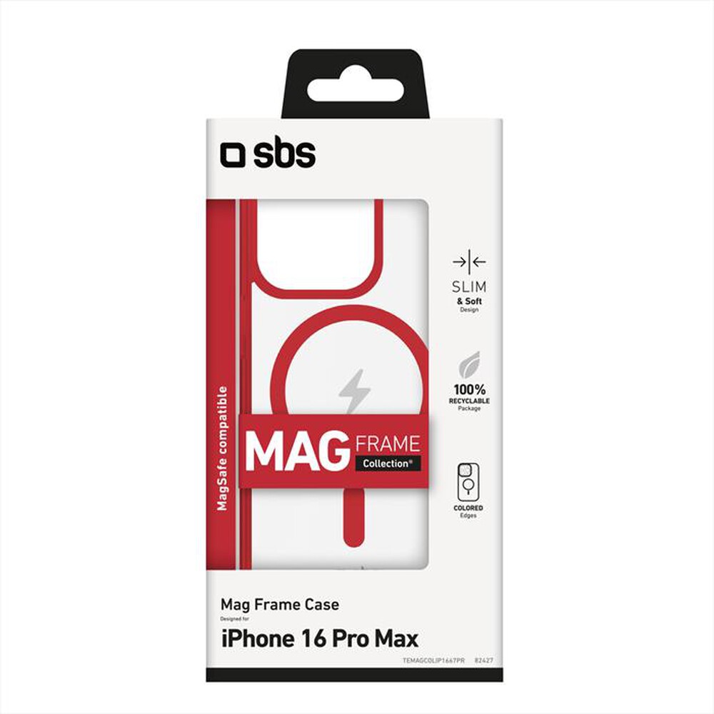 "SBS - Cover Mag Frame iPhone 16 Pro Max TEMAGCOLIP1667PR-Rosso"