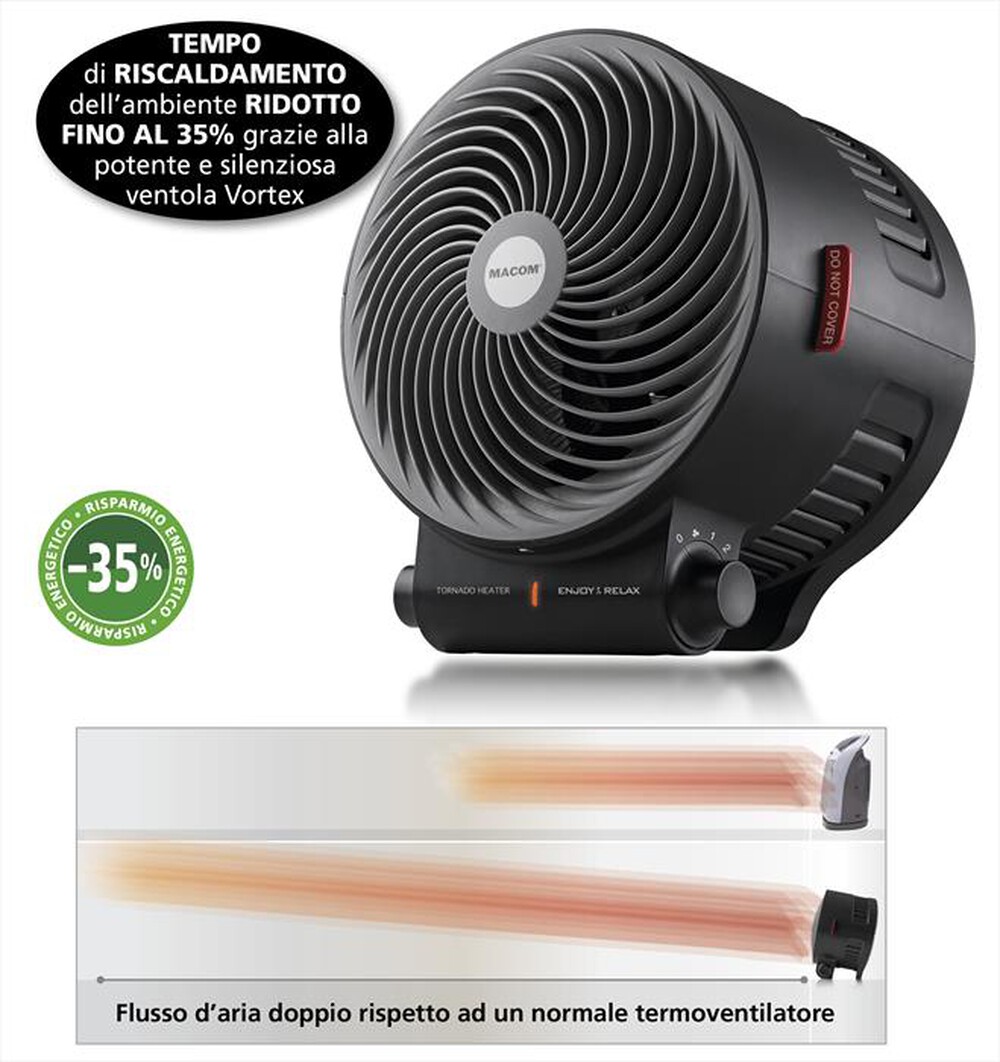 "MACOM - Termoventilatore TORNADO HEATER-nero"
