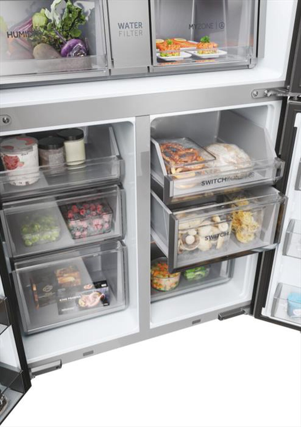 "HAIER - Frigorifero side by side HCR7918EIMP ClasseE 601lt-Platino, Acciaio inossidabile"