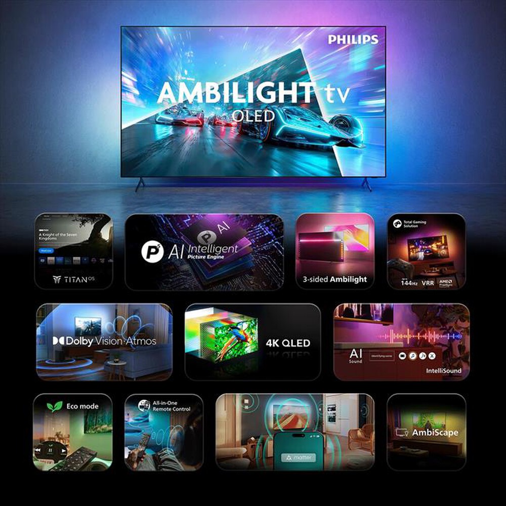 Immagine del prodotto PHILIPS - Smart TV Ambilight OLED 4K 55" 55OLED761/12-Black