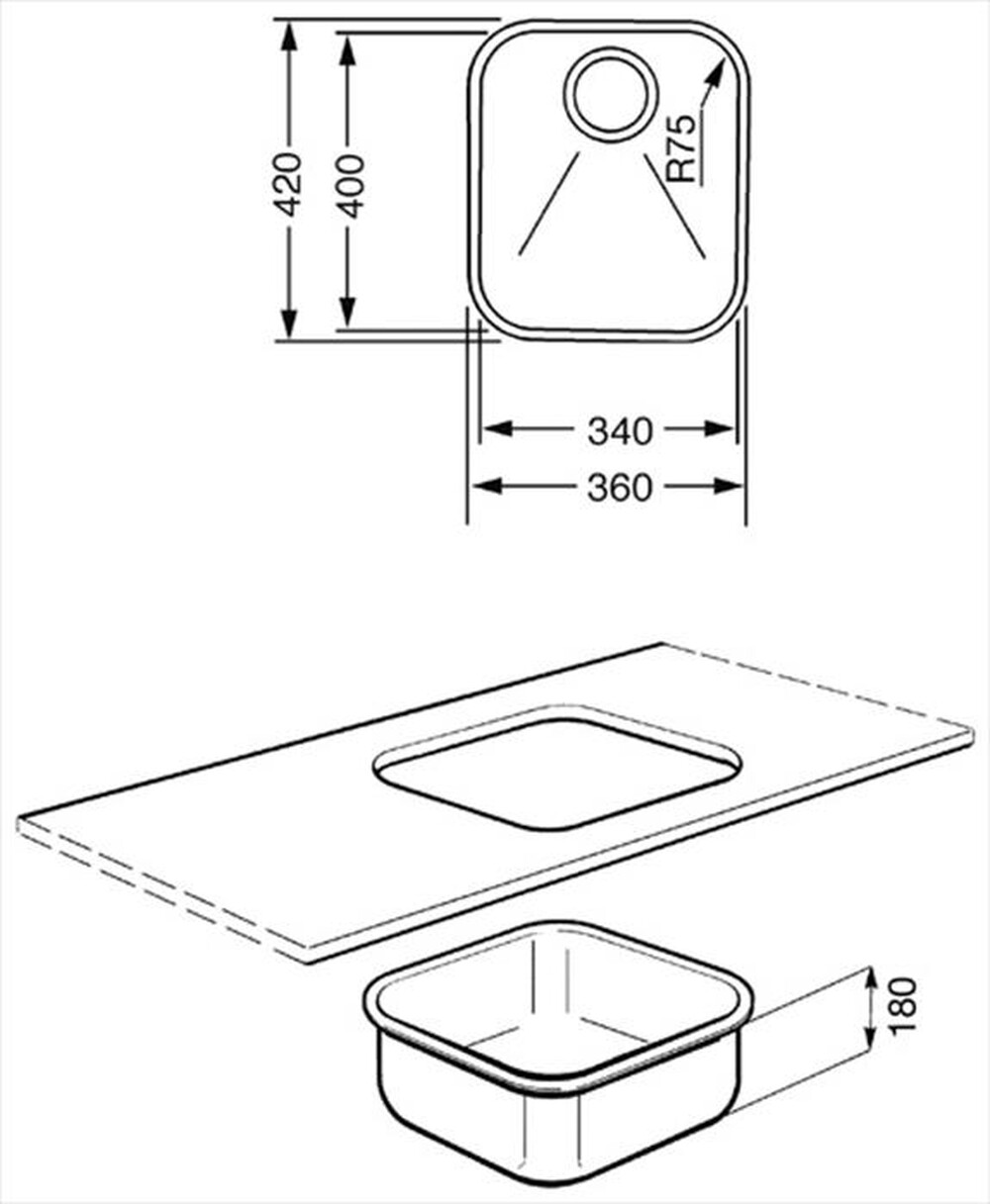 Immagine del prodotto SMEG - Lavello lineare UM40 1 vasche-inox