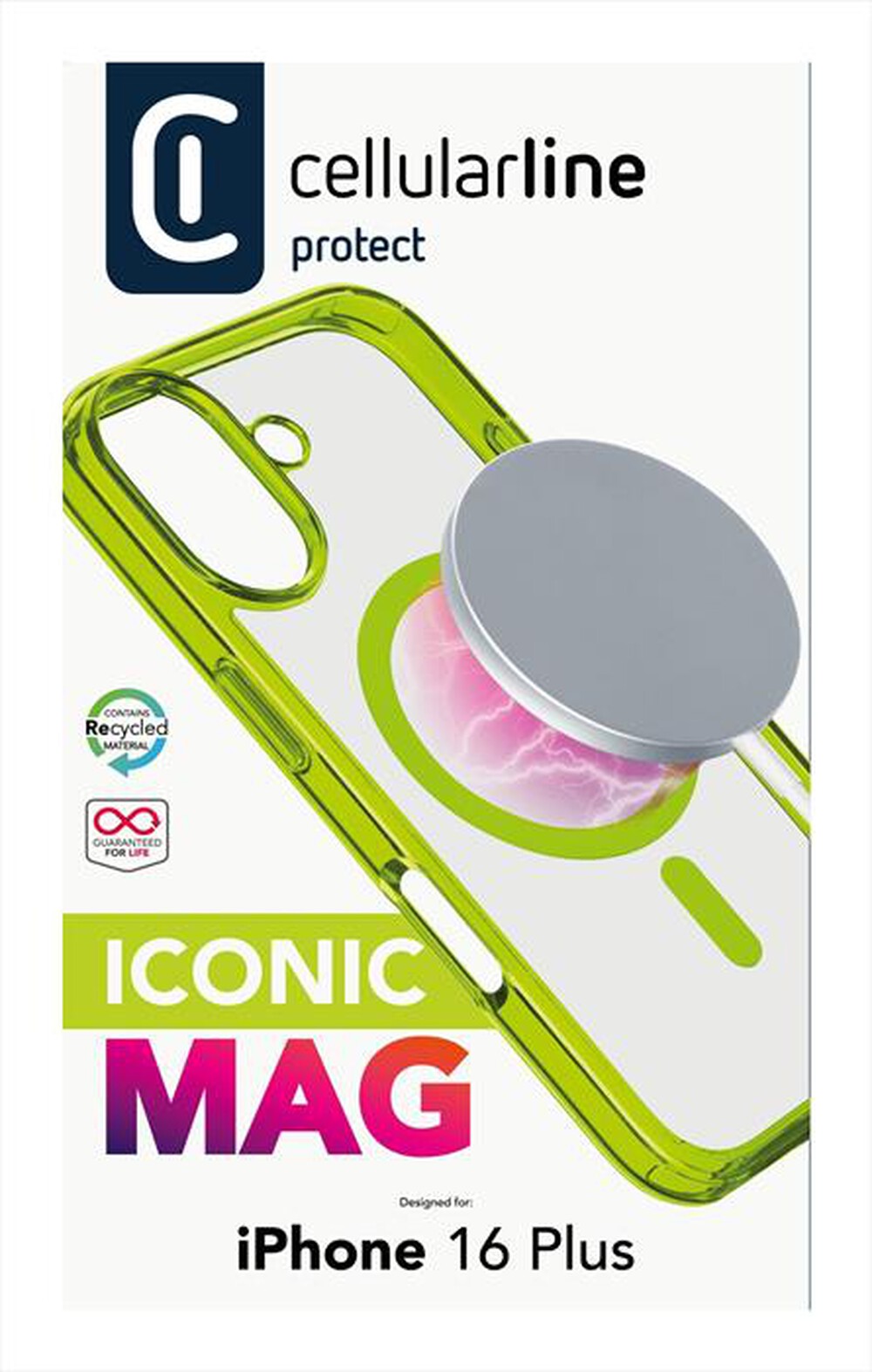 Immagine del prodotto CELLULARLINE - Cover case ICONIC MAG per  iPhone 16 Plus-Lime
