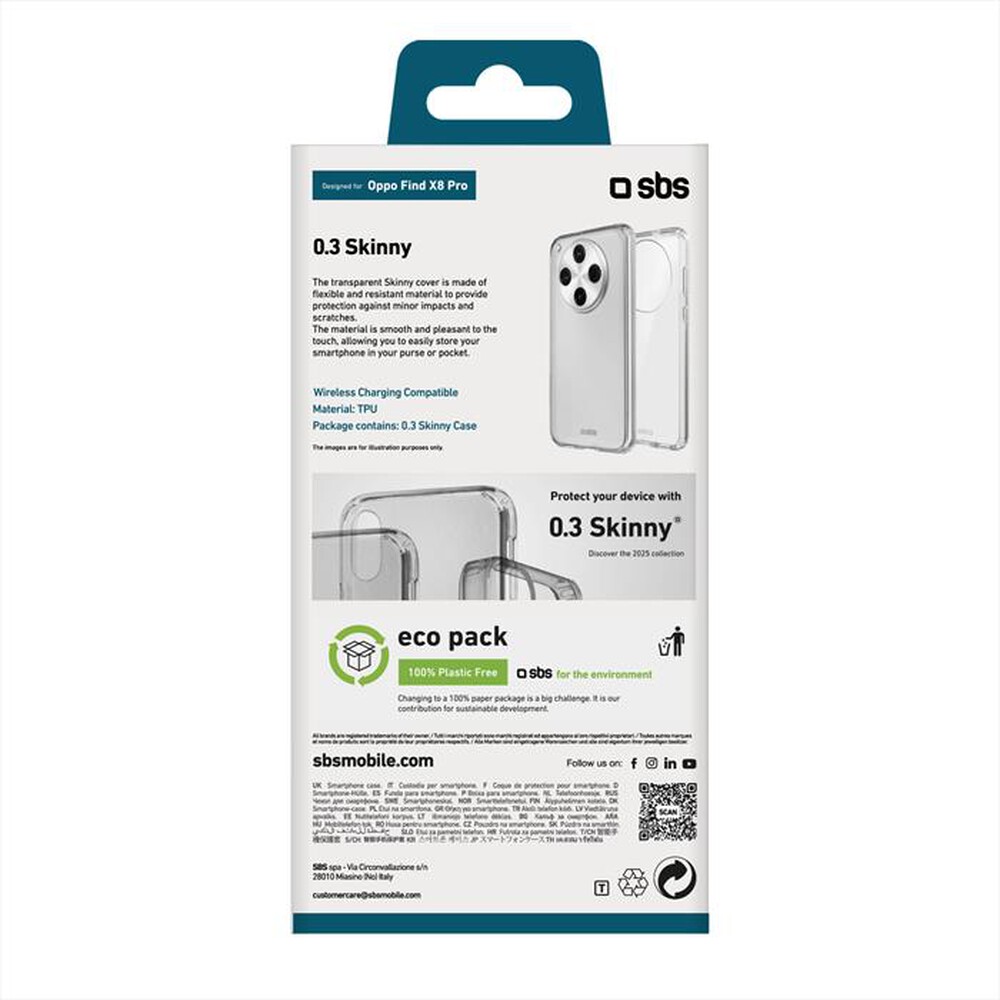 Immagine del prodotto SBS - Cover Skinny Oppo Find X8 Pro TESKINOPFX8PT-Trasparente