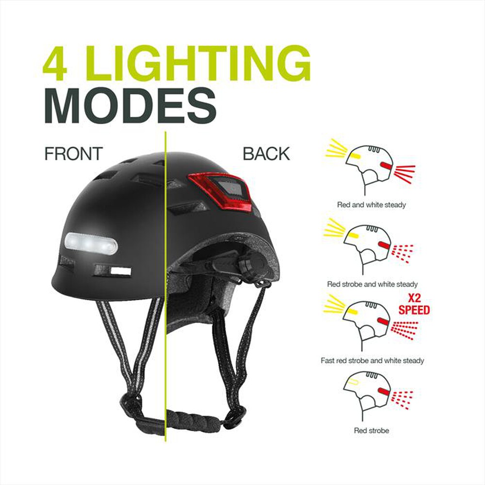 Immagine del prodotto NEWRBAN - Casco per adulti con led Taglia M NEWMLEDHELMETMK-Nero